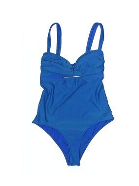 Shani Shemer Blue One Piece Size Large Keyhole Bust Tie Back Cheeky Coverage